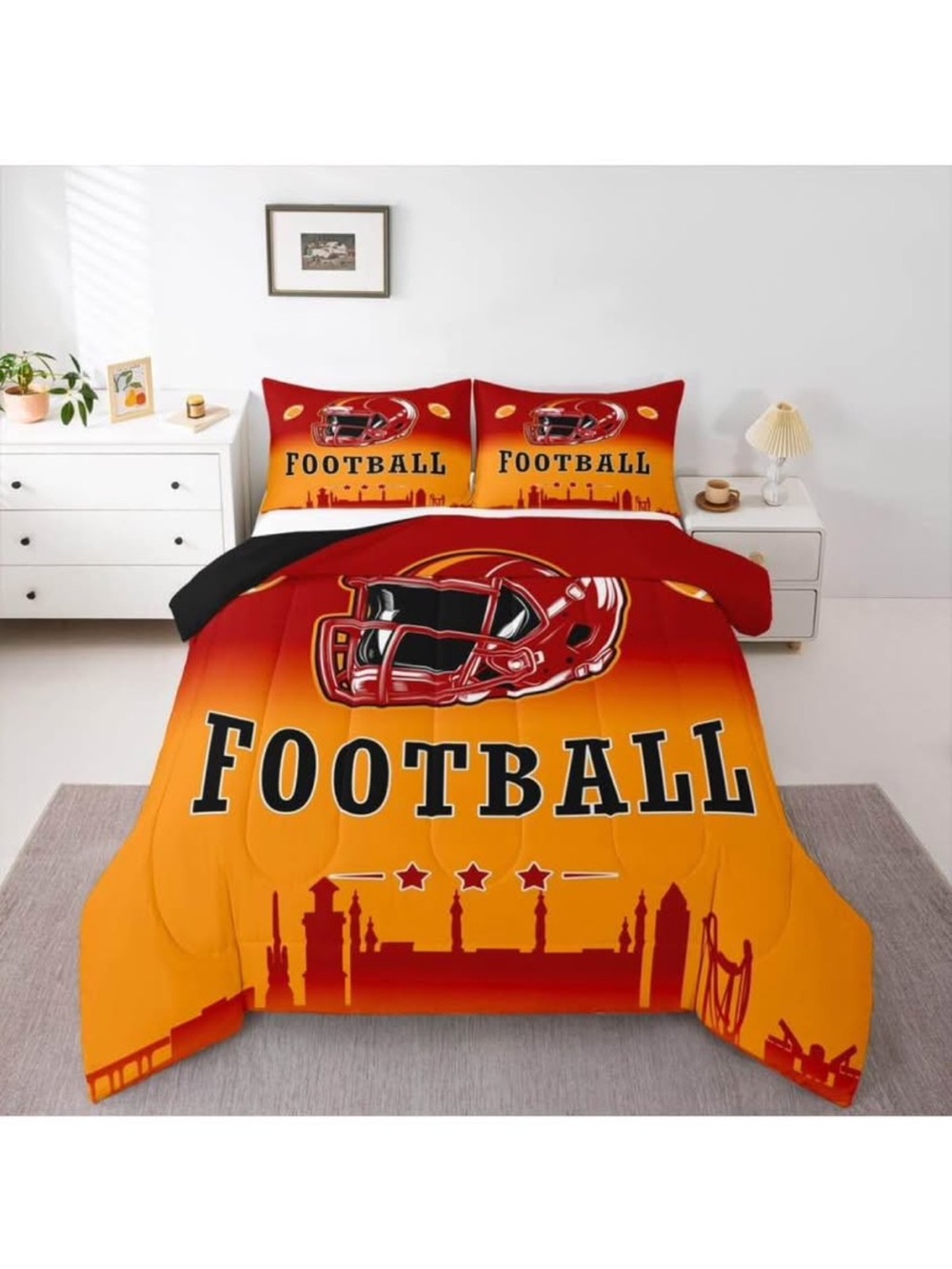 Football Helmet Comforter Set twin size new